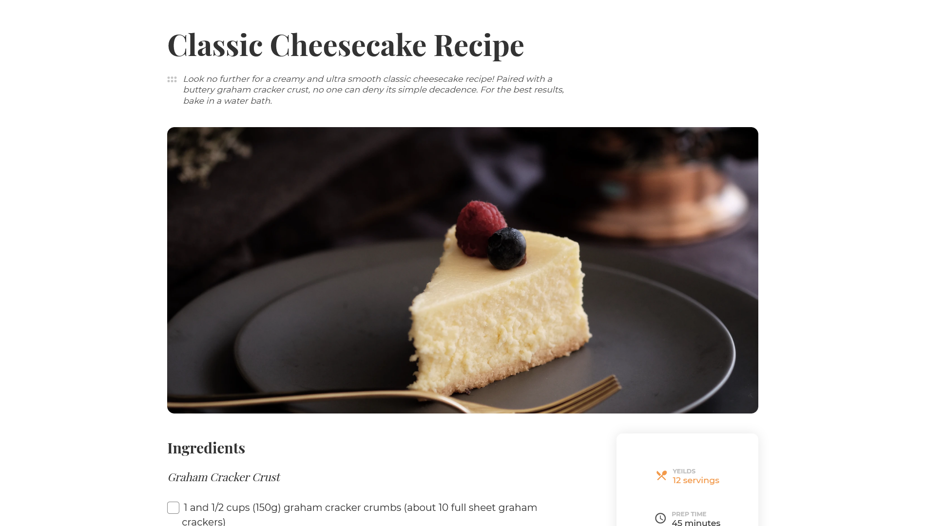 Recipe page